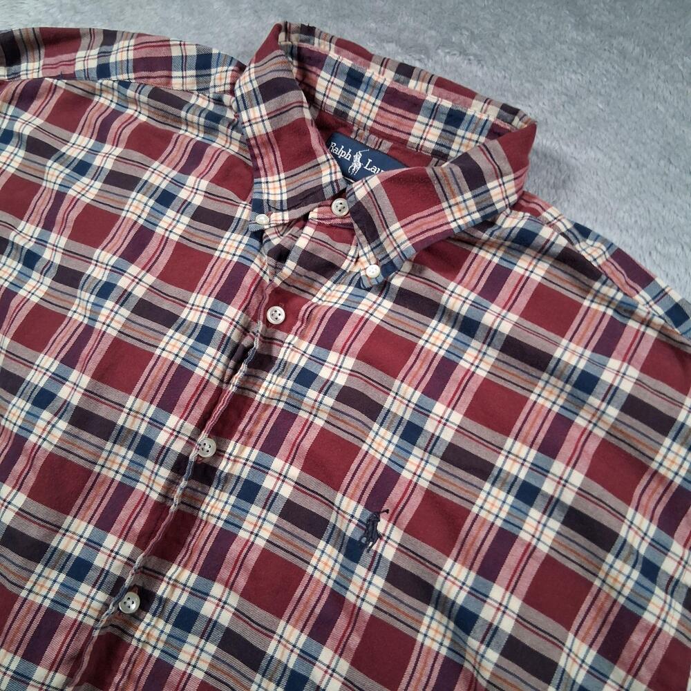 Ralph Lauren Shirt Mens XL Red Plaid Flannel Long Sleeve Blake Button Down